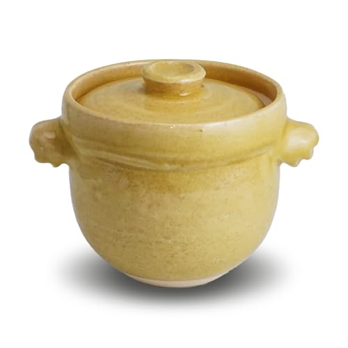 Fukubeya Shigaraki Ceramic Rice Pot, Kame-Shape for Single Servings, Perfect for Cooking Small Batches of Delicious, Fluffy Rice