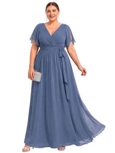Image of Ever-Pretty Plus Women's Chiffon Maxi Plus Size Formal Bridesmaid Dresses