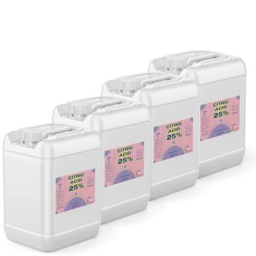 Citric Acid 25% Solution - 4 x 5 Gallon Pails - Versatile and Concentrated Chemical