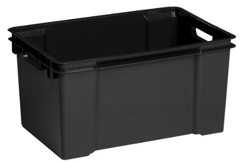 KETER Bac de Rangement 50L Vulcano - Empilable et Supperposable - Poignées Ergonomiques - Pour Chambre, Buanderie, Garage, Jardin - 36,3x42,5x26,3 cm - Noir - Recyclé Cover