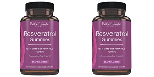 Reserveage Beauty - Resveratrol Gummies 100 mg Antioxidant Supplement for Heart Health Antioxidant Supplement Supports Healthy Aging Vegan - 2 Pack