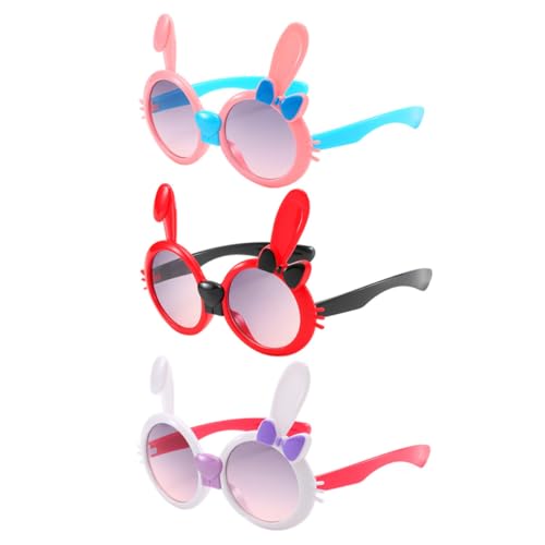 3Pcs Rabbit Sunglasses Stylish Bowknot Bunny Eyewear for Parties Outdoor Activities Red White for Boys4