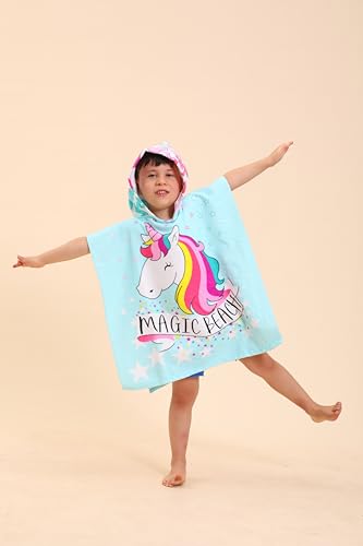 Image of Unicorn Kids Hooded Towels - Swimming Towels & Robes for Boys /Girls, 2-10 Years