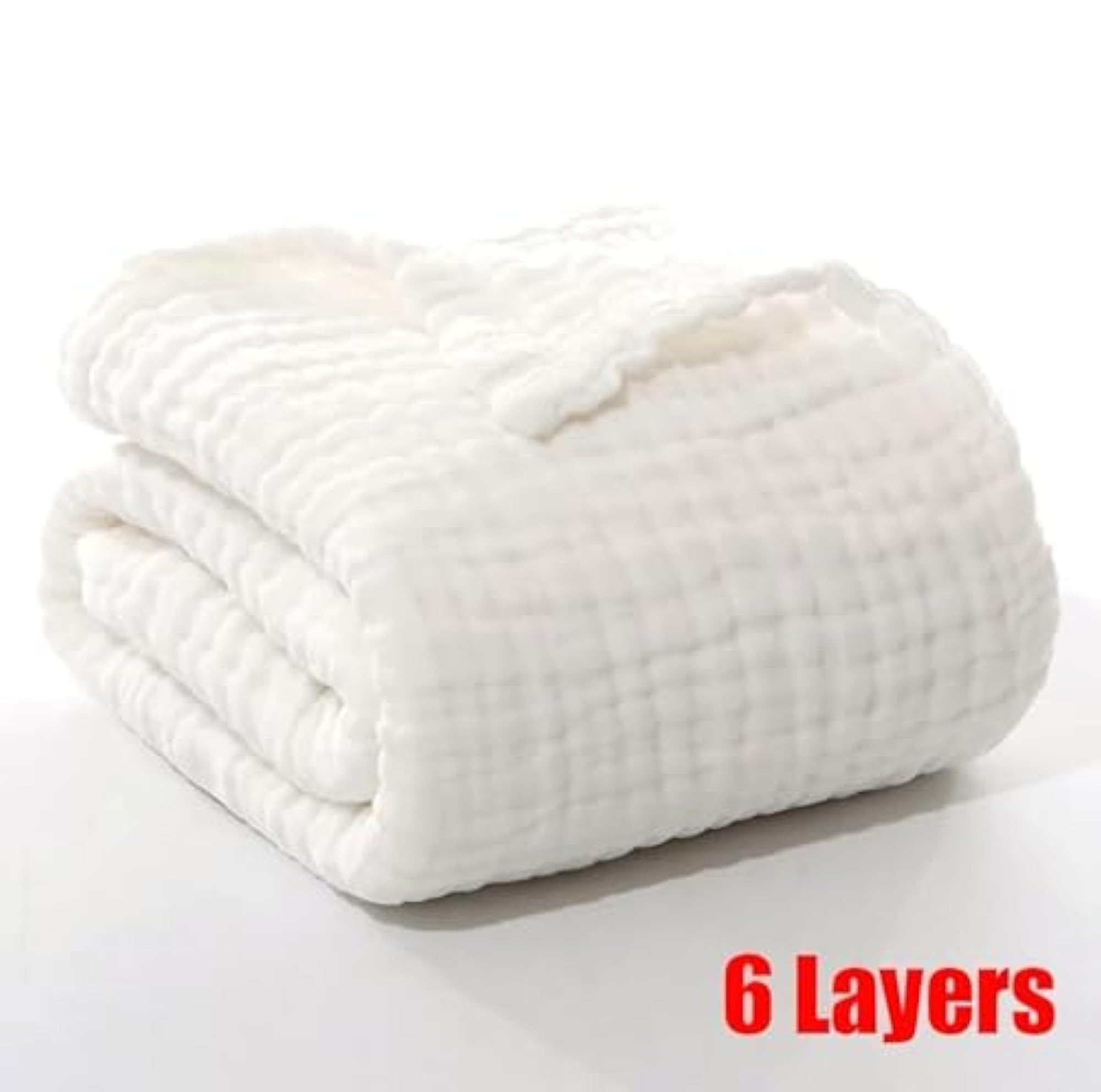100% Cotton 6-Layer Muslin Baby Blanket, Soft & Breathable