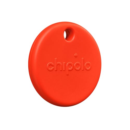 Chipolo POP Tracker Tag - Colorful, Compatible, Loud Bluetooth Tracker with Call Your Phone & Out of Range Alert, Works with Apple Find My or Google's Find My Device - Red