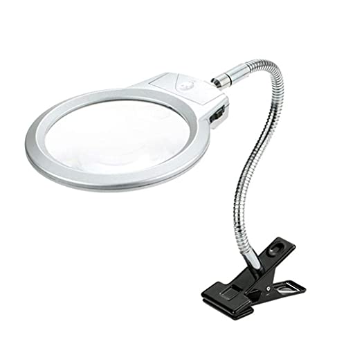 Lupa de mesa con luz de lectura LED y manguera metálica flexible 2