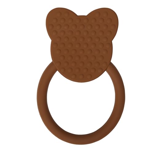 Image of C.R. Gibson 100% Food Grade Silicone Bear Baby Teether for Infants, 2.75 inch x 4.25 inch, Multicolor | 100% food-grade, Easy-grip ring, Raised texture, Lightweight, Supports sensory exploration