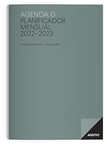 Additio - Agenda G Curso 2022-2023 Mes Vista Formato 19.5 X 28.5 Gris En Oferta 2022, Agenda G (16 Meses) + Anotaciones