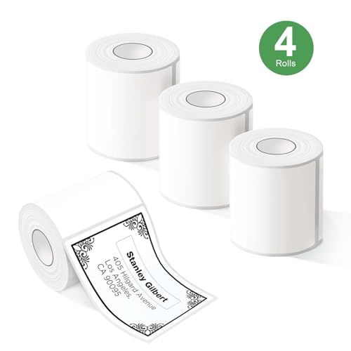 Thermal Label Tape Refill for SUPVAN T50M Pro Phomemo M110 ETIKEZ PM260 4 Rolls 2 x 3-1/8 (50 80 mm) 100 Labels/Roll Waterproof Oilproof Highly Adhesive Black on White