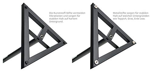 Pronomic SLS-10 Stativ für Studio Monitor Ständer (Höhenverstellbar 80 cm bis 130 cm, Dreiecksbasis, Gummifüße, Dornenfüße/Spikes, Stahl, Trägerplatte mit Gummistreifen) Schwarz pulverbeschichtet