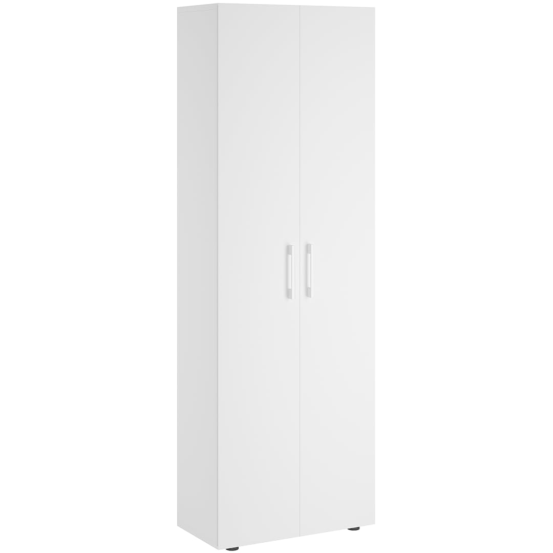 Bellamio Mehrzweckschrank Set 2-teilig – Schrank-Set mit Aktenschrank & Besenschrank in Weiß – Vorratsschrank mit Staubsaugerfach – Haushaltsschrank Holz 60 cm breit – Allzweckschrank 2 Stück