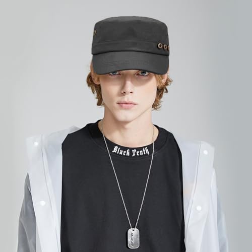 Image of Cadet Army Hat 2 Pieces Flat Top Cap Unisex Military Hat for Women Men
