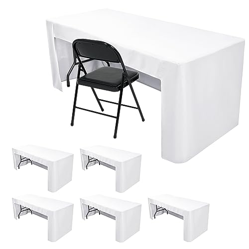 Nasitos 6 Pack White Fitted Table Covers for 4 Foot Tables-Open Back Folding Table Cover Washable Table Cloth for Rectangular Table, Parties, Wedding, Banquet, Jewelry Shows, Craft Fair, Trade Show โ image 1