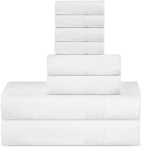 Lot De Serviettes De Bain Coton Extra-absorbantes 60x120 Cm (24x48") - Blanc, Pour Spa, Hôtel, Salle De Sport