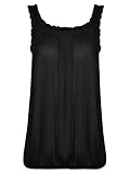 Women's Bubble Hem Straps Vest Top Scoop Neckline Tank Top Elasticated Waist Sleeveless Loose Fit Tops Sizes 4 T0 18 (US, Numeric, 12, 18, Plus, Regular, Black)