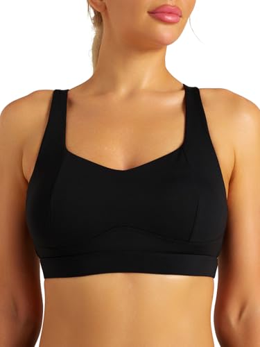 RUNNING GIRL Sports Bras for Women, Medium Support Molded Cup Sports Bras with Sewn in Pads Strappy Workout Yoga Bra2