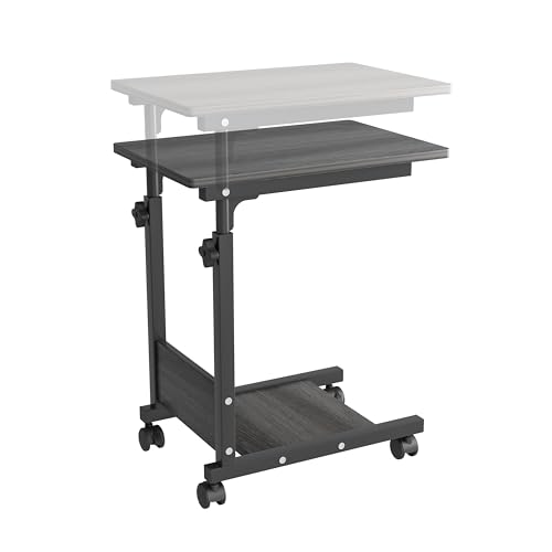 IRUFGLL Medical Overbed Tables Mobile End Table Titing Adjustable Couch Bed Tray Cart Laptop Stands with Wheels, Medical Table-Brown