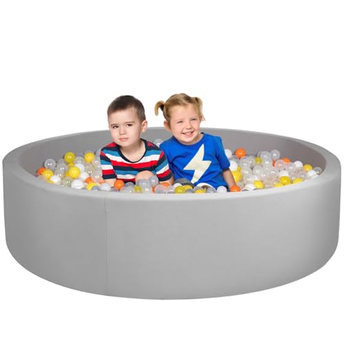 Image of 48 Inch Foam Ball Pit for Children Toddlers,Baby Soft Round Ball Pool, Ideal Gift for Babies Infants Indoor and Outdoor Game -(Balls NOT Included) Light Grey