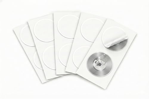Image of DIGINESS Premium NFC Tags (Pack of 10) - Rewritable NTAG213 NFC Stickers | 13.56 MHz | Compatible with All NFC-Enabled Phones & Readers | Self-Adhesive Smart NFC Labels