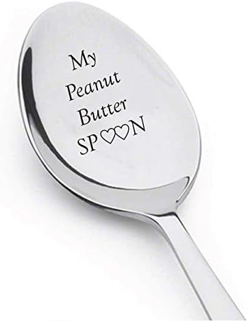 My Peanut Butter Spoon With Two Little Heart - Engraved Spoon Stainless Steel Silverware Flatware Unique Birthday Easter Basket Gifts For Boy Girl Mom Dad Kids - unique gifts - I love you - mom gift