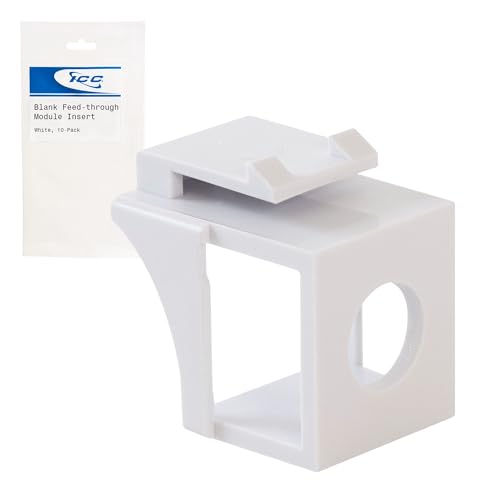 ICC Blank Cable Feed-Through Keystone Insert for UTP and Coax Cable Slim Keystone Wall Plate Module White 10-Pack