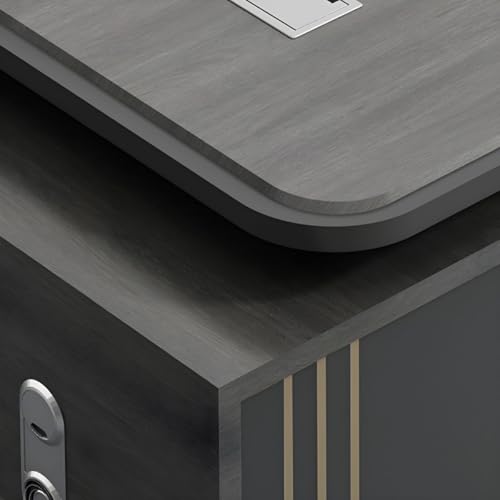 Image of Lakdi The Furniture Co Director & Executive L-Shape Office Table Luxury Desk Made in MDF with Side Unit Drawer and Storage Wire Manager & CPU Storage - LDL-615