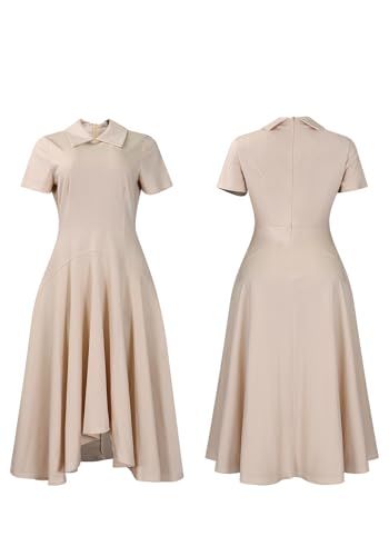 Image of Women Elegant Empire Waist Dress Trendy Short Sleeve A Line Dresses Flowy Church Cocktail Party Dress