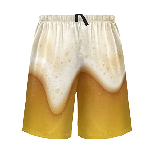 Pajama Shorts for Men Yellow Beer White Bubble Men's Pajama Bottoms Mens Lounge Sleep Shorts with Drawstring Pockets XXL2