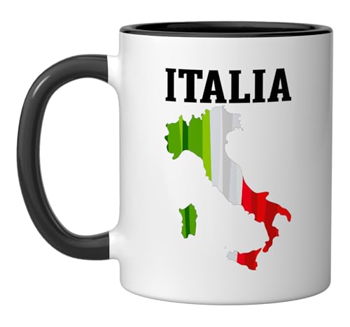 Taza de cerámica con mapa de Italia 11 oz negro/blanco miniatura 1