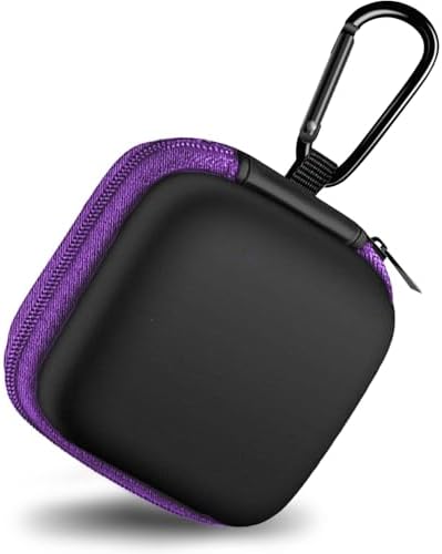 ElevateTech Storage Case For Qutie Label Maker, 2 Pcs Mini Round Earbud Case Portable Square Earphone Carrying Cases With Carabiners Hard Eva Headphone Storage Bag For Earphone Earbud Black - View #2