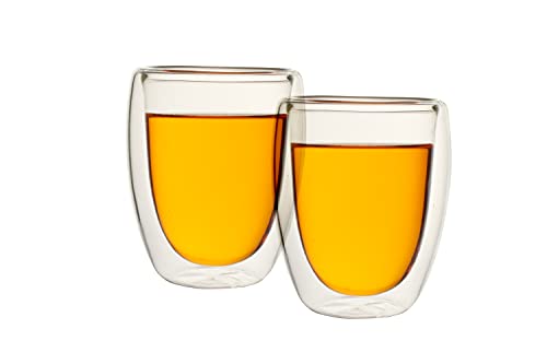 Image of Double Wall Thermal Insulated Mug for Drinking Tea,Coffee,Espresso,Juice,Wine,Latte, Cappuccino Stackable Glass Cup 350 ML Each. (01A Pack of 2)