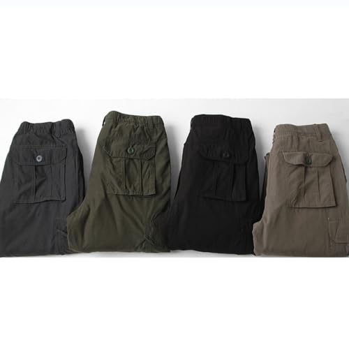 Cargo Pants for Men Full Elastic Waist Twill Relaxed Fit Work Pant Lightweight Workwear Pull On Trousers with Pockets4