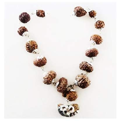 Retrend Design Sarva Siddha Mala Pure Silver Plated Natural Quality 1 to 14 Face Indonesia Rudraksha with Gouri Shanker & Ganesh
