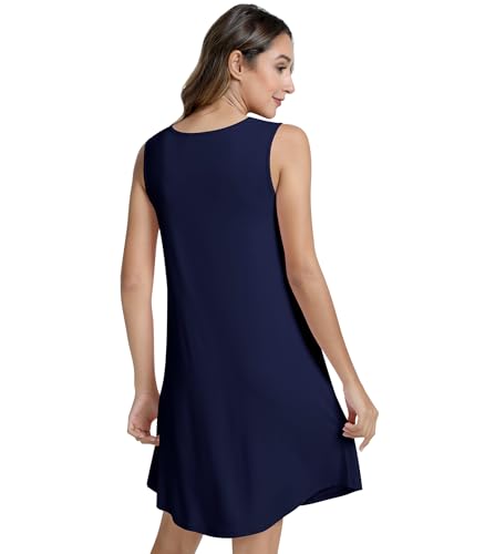 Image of NACHILA Women's Nightgowns-Viscose Made from Bamboo,Sleeveless Tank Night Gown Crew Neck Sleep Dress Cool Sleepshirts