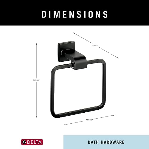 Image of Delta Hand Towel Holder | Square Matte Black Ring for Hanging Towels in Kitchen, Bathroom | Ara Accessories