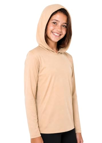 Image of Shirts for Girls Long Sleeve Crew Neck Top, Hoodie or 3 /4 Sleeve Soft Stretch Kids Lightweight Size 2-16
