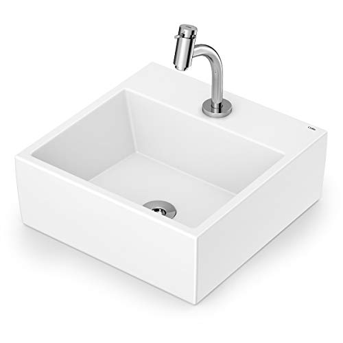 Kit cuba de apoio Q1 com torneira bica baixa e complementos de instalação Basic branco - Celite