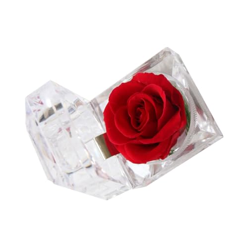 Yardwe Rosa Preservada en Cúpula de Cristal, Nunca Marchita, para Cumpleaños, Aniversario, Color Rojo