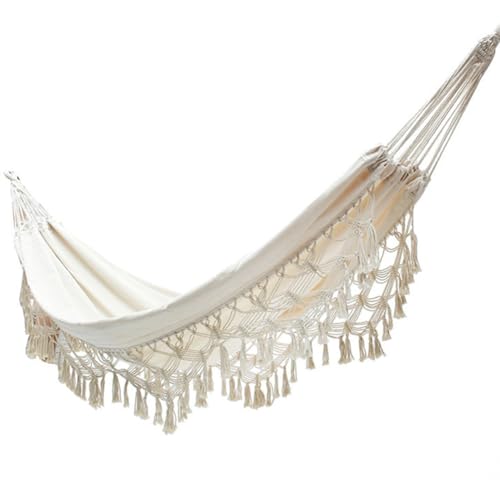 Hamaca de jardín – Hamaca Swing | Silla de columpio colgante | Hamacas de patio trasero oscilante con borlas | Bandas de macramé portátil – Asiento de hamaca doble con bolsa de transporte para