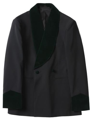 Veste de costume croisée homme chaude à col en velours protecteur et doux