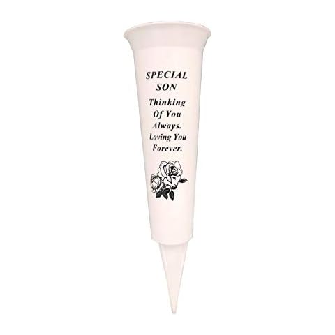 Graveside Memorial Vases/Flower Holders Ornament, Engraved with a Funeral Verse | A Personalised Plastic Spike Grave Decoration Ornament for your Loved Ones (Special son) Cover