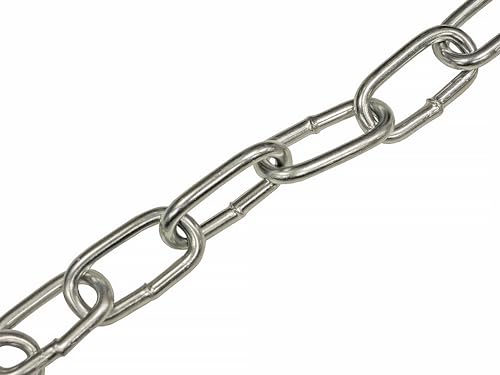 Faithfull Zinc Plated Steel Chain Reel A-Link – Mild Steel Welded, DIN5685, Rust Resistant Link Chain for Securing & General Purpose Use – 2.5 Metre Length, 6mm Dia, 250kg Load Limit