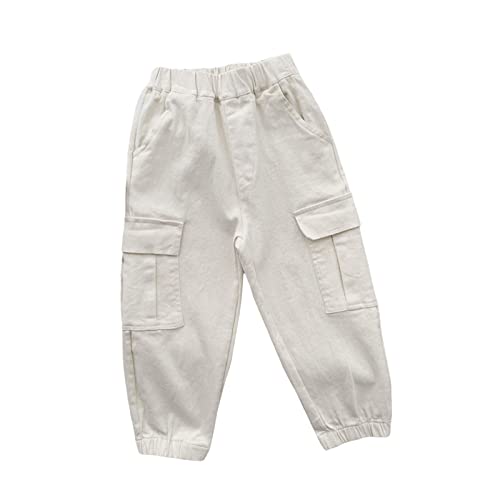 Moonker Kids Girls Cargo Jogger Pants Y2k Streetwear High Elastic Waist Solid Color Casual Trousers Multi