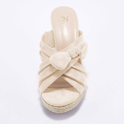 Image of Womens Espadrilles Wedge Sandals Slides Platform Slip on Bow Knot Open Toe Summer Mules Shoes