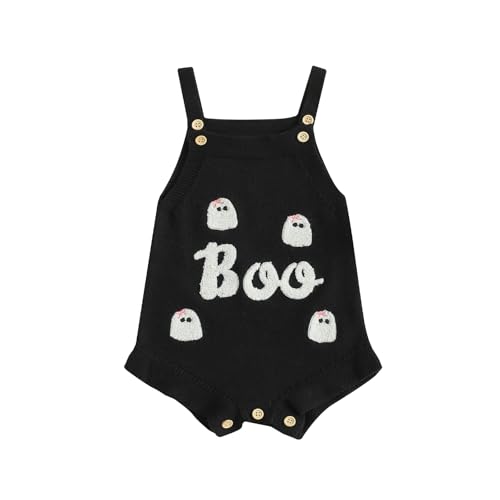 Baby Boy Girl Halloween Clothes Newborn Sweater Romper Pumpkin Ghost Knitted Romper Suspender Jumpsuit Outfits