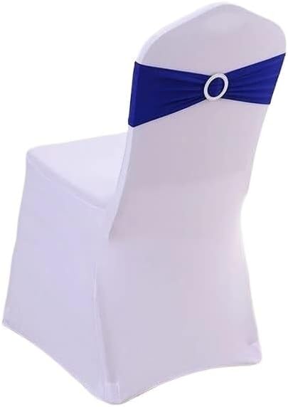 Chair Bow Sashes, 50Pcs Elastic Spandex Chair Bands with Buckle Royal Blue Stretch Bow Chair Sashes