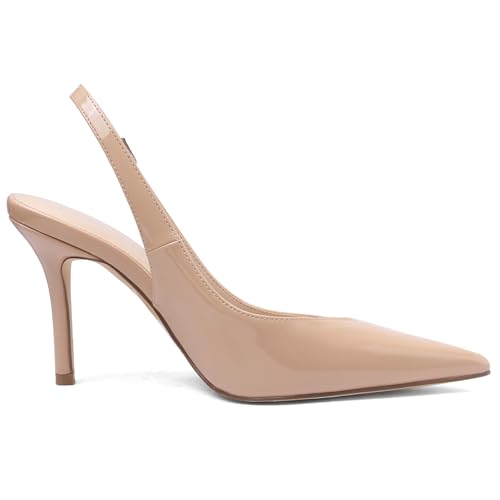 Image of Slingback Heels for Women Pointed Toe Stiletto Pumps High Heel Dress 3.46in