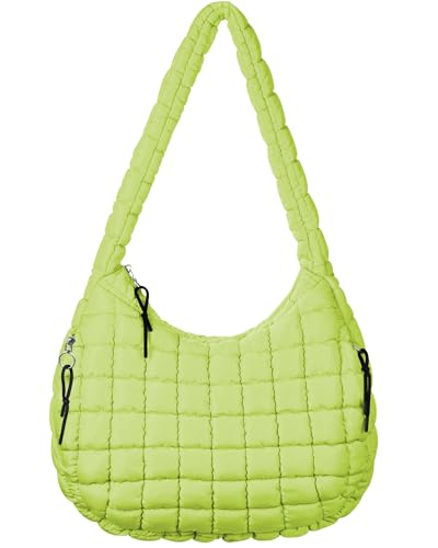 AUACDIY Bolsa acolchada para mujer, bolsa grande y acolchada de algodón, ligera, bolsa de transporte, Verde claro, Large