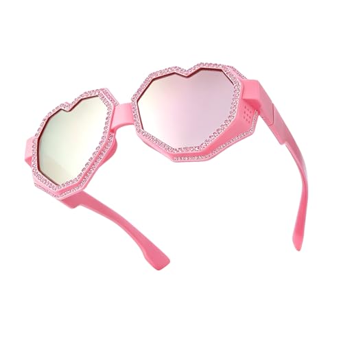 Image of laureles Fashion Rhinestone Heart Shaped Goggle Y2K Sunglasses Women One Piece Oversized Love Sun Glasses Men