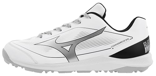 Mizuno Unisex Cushionrevo Diamond Turf Shoe, White-Black, 10.5 US Men